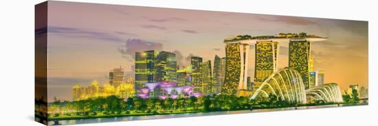 Singapore Skyline and View of Skyscrapers on Marina Bay-Hanna Slavinska-Stretched Canvas