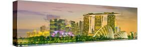 Singapore Skyline and View of Skyscrapers on Marina Bay-Hanna Slavinska-Stretched Canvas