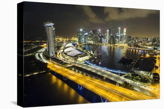 Singapore Skyline at Night Seen from Singapore Flyer-Paul Souders-Stretched Canvas