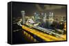 Singapore Skyline at Night Seen from Singapore Flyer-Paul Souders-Framed Stretched Canvas