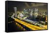 Singapore Skyline at Night Seen from Singapore Flyer-Paul Souders-Framed Stretched Canvas