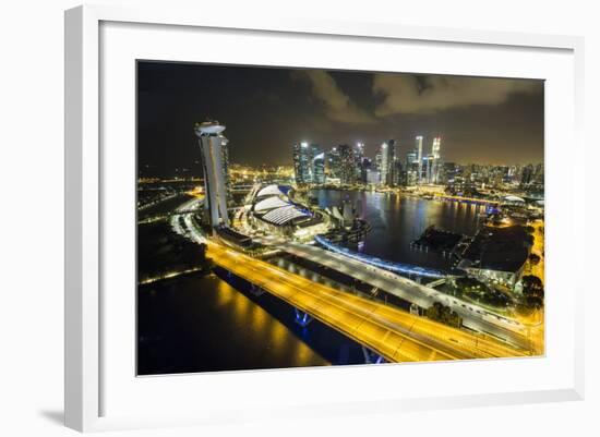 Singapore Skyline at Night Seen from Singapore Flyer-Paul Souders-Framed Photographic Print