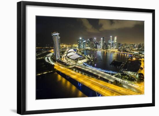 Singapore Skyline at Night Seen from Singapore Flyer-Paul Souders-Framed Photographic Print