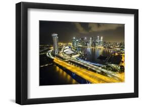 Singapore Skyline at Night Seen from Singapore Flyer-Paul Souders-Framed Photographic Print
