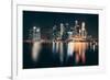 Singapore Skyline at Night with Urban Buildings-Songquan Deng-Framed Photographic Print