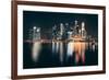 Singapore Skyline at Night with Urban Buildings-Songquan Deng-Framed Photographic Print