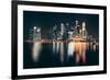 Singapore Skyline at Night with Urban Buildings-Songquan Deng-Framed Photographic Print