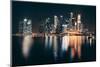 Singapore Skyline at Night with Urban Buildings-Songquan Deng-Mounted Photographic Print