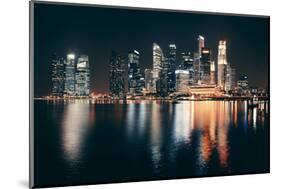 Singapore Skyline at Night with Urban Buildings-Songquan Deng-Mounted Photographic Print