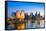 Singapore Skyline at the Marina during Twilight.-Sean Pavone-Framed Stretched Canvas