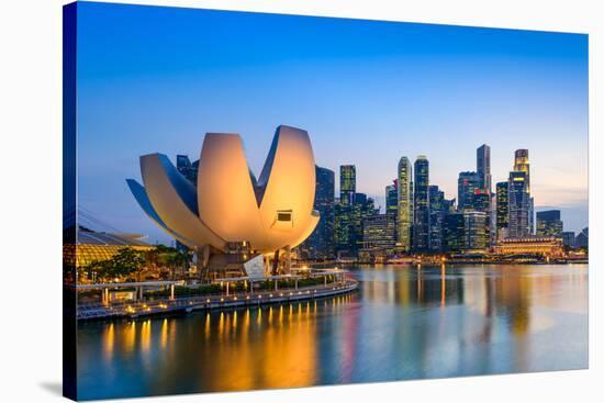 Singapore Skyline at the Marina during Twilight.-Sean Pavone-Stretched Canvas