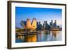 Singapore Skyline at the Marina during Twilight.-Sean Pavone-Framed Photographic Print