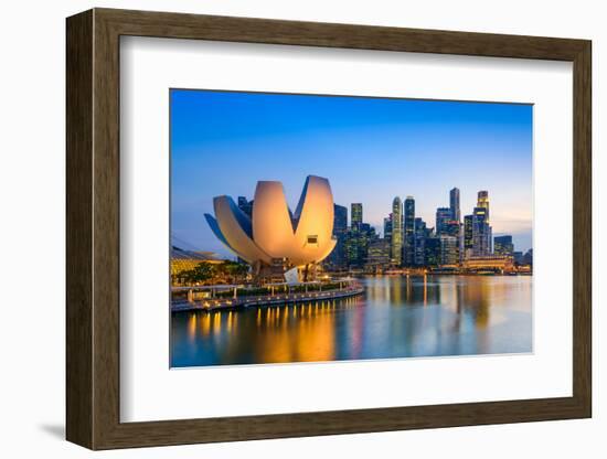 Singapore Skyline at the Marina during Twilight.-Sean Pavone-Framed Photographic Print