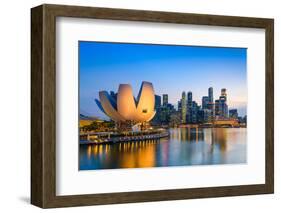 Singapore Skyline at the Marina during Twilight.-Sean Pavone-Framed Photographic Print