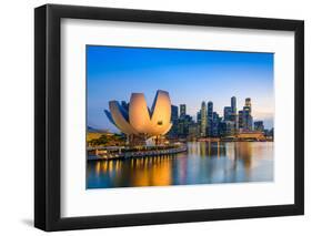 Singapore Skyline at the Marina during Twilight.-Sean Pavone-Framed Photographic Print