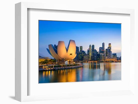 Singapore Skyline at the Marina during Twilight.-Sean Pavone-Framed Photographic Print