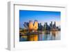 Singapore Skyline at the Marina during Twilight.-Sean Pavone-Framed Photographic Print