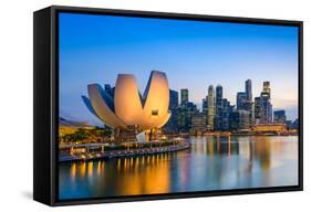 Singapore Skyline at the Marina during Twilight.-Sean Pavone-Framed Stretched Canvas