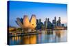 Singapore Skyline at the Marina during Twilight.-Sean Pavone-Stretched Canvas