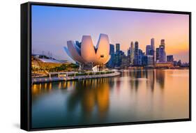 Singapore Skyline at the Marina during Twilight.-Sean Pavone-Framed Stretched Canvas