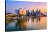 Singapore Skyline at the Marina during Twilight.-Sean Pavone-Stretched Canvas