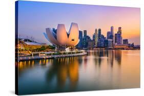 Singapore Skyline at the Marina during Twilight.-Sean Pavone-Stretched Canvas