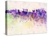 Singapore Skyline in Watercolor Background-paulrommer-Stretched Canvas