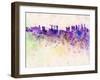 Singapore Skyline in Watercolor Background-paulrommer-Framed Art Print