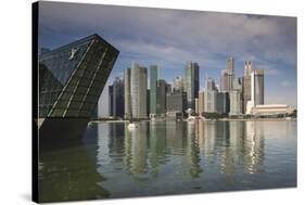 Singapore, Skyline with the Louis Vuitton Floating Shop-Walter Bibikow-Stretched Canvas