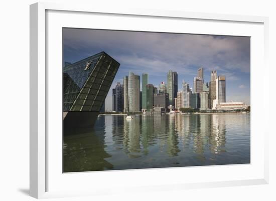 Singapore, Skyline with the Louis Vuitton Floating Shop-Walter Bibikow-Framed Photographic Print