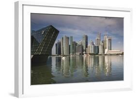 Singapore, Skyline with the Louis Vuitton Floating Shop-Walter Bibikow-Framed Photographic Print