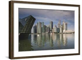 Singapore, Skyline with the Louis Vuitton Floating Shop-Walter Bibikow-Framed Photographic Print