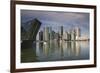 Singapore, Skyline with the Louis Vuitton Floating Shop-Walter Bibikow-Framed Photographic Print