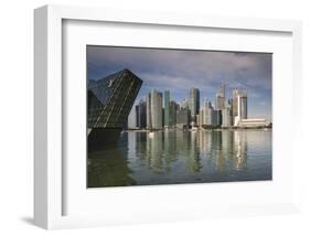 Singapore, Skyline with the Louis Vuitton Floating Shop-Walter Bibikow-Framed Photographic Print