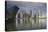Singapore, Skyline with the Louis Vuitton Floating Shop-Walter Bibikow-Stretched Canvas