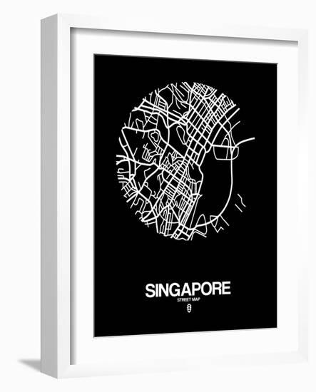 Singapore Street Map Black-NaxArt-Framed Art Print