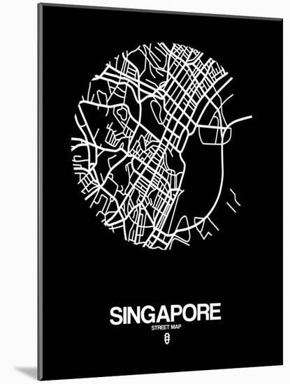 Singapore Street Map Black-NaxArt-Mounted Art Print