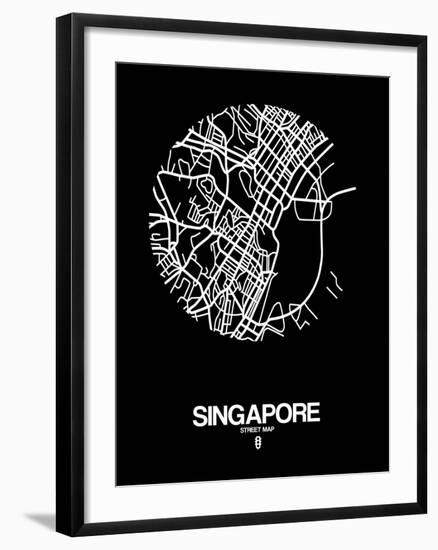 Singapore Street Map Black-NaxArt-Framed Art Print