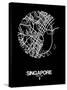 Singapore Street Map Black-NaxArt-Stretched Canvas