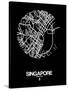 Singapore Street Map Black-NaxArt-Stretched Canvas