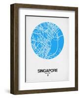 Singapore Street Map Blue-NaxArt-Framed Art Print