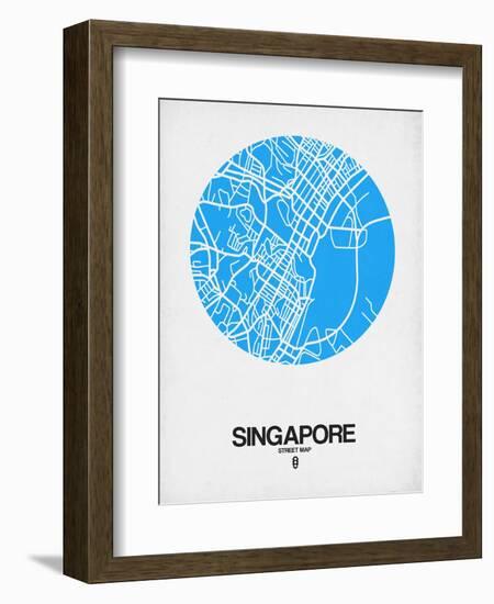 Singapore Street Map Blue-NaxArt-Framed Art Print