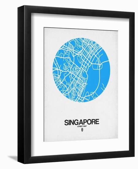 Singapore Street Map Blue-NaxArt-Framed Art Print