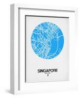 Singapore Street Map Blue-NaxArt-Framed Art Print