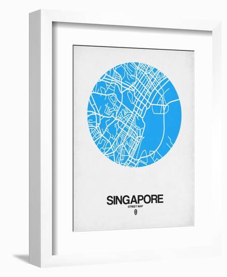 Singapore Street Map Blue-NaxArt-Framed Art Print