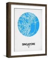 Singapore Street Map Blue-NaxArt-Framed Art Print