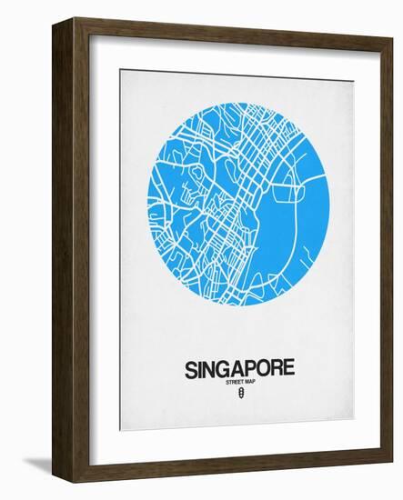 Singapore Street Map Blue-NaxArt-Framed Art Print