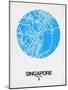 Singapore Street Map Blue-NaxArt-Mounted Art Print