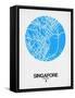 Singapore Street Map Blue-NaxArt-Framed Stretched Canvas