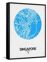 Singapore Street Map Blue-NaxArt-Framed Stretched Canvas